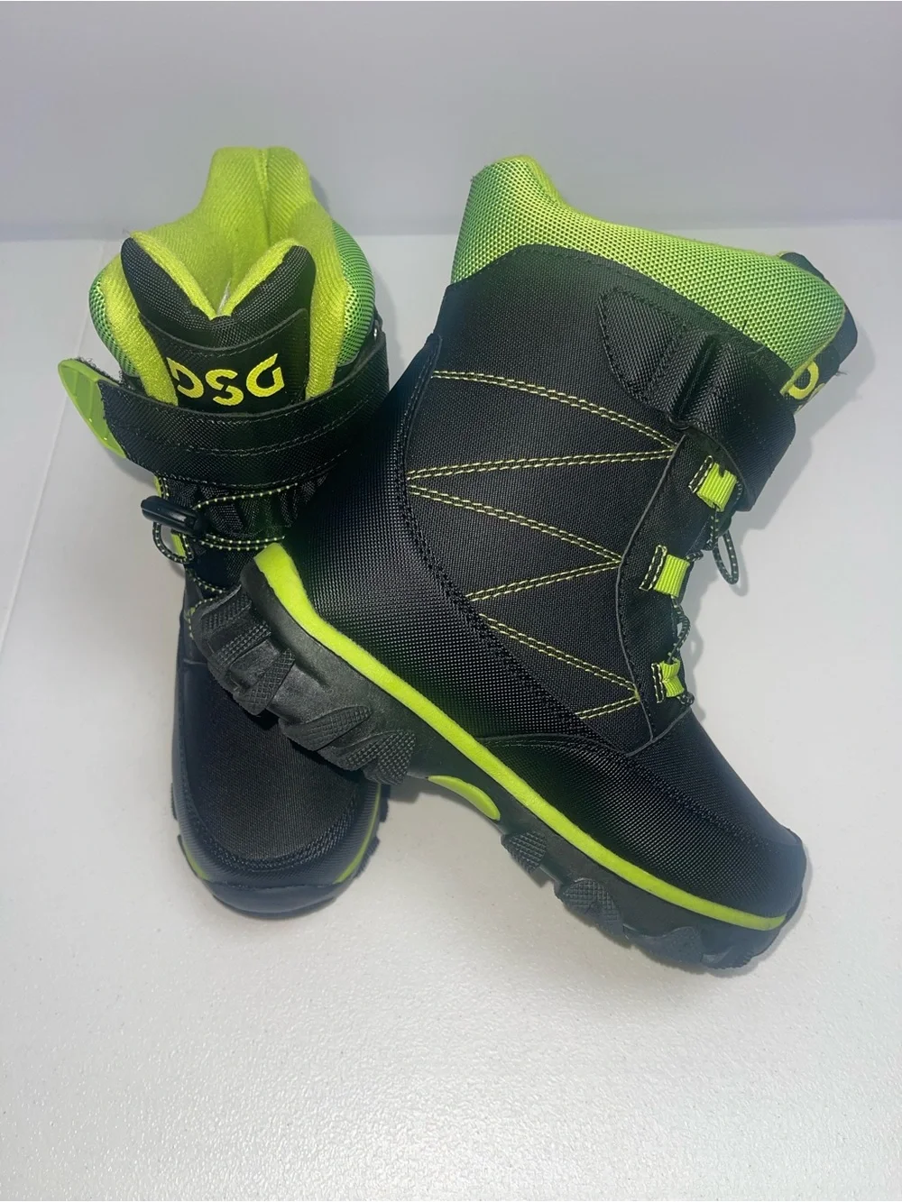 DSG Black and Lime Kids High-Top Boots